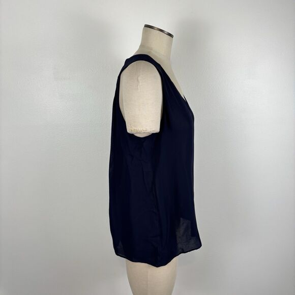 J Crew Navy Blue Drapey Crepe Viscose Sleeveless Tank Top Shirt A1329 Size 6 - Picture 3 of 7